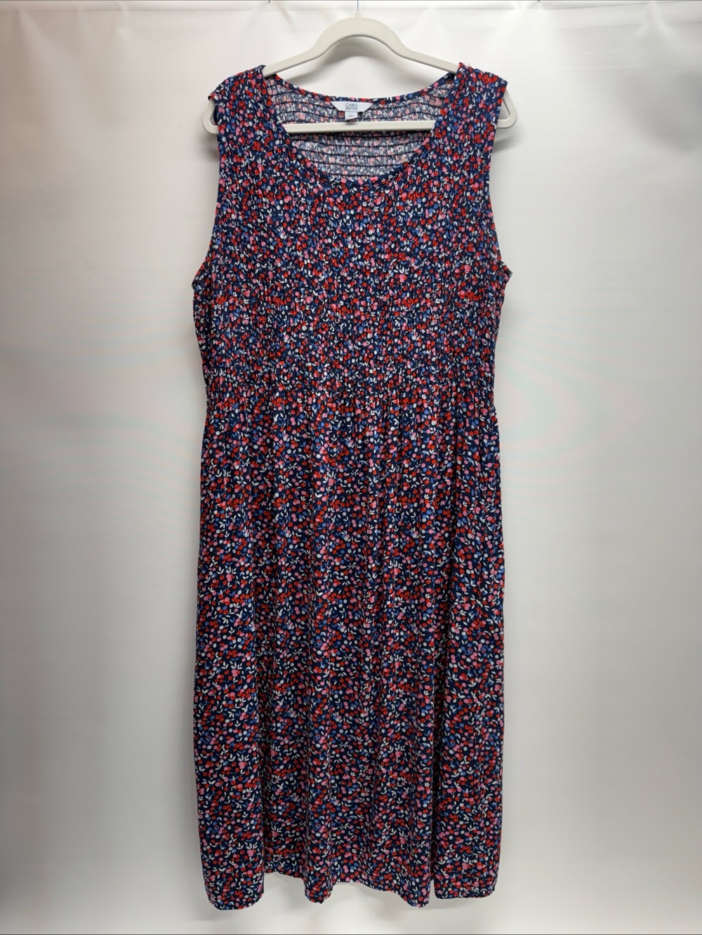 Croft & Barrow Sleeveless Smocked Midi Swing Dress Womens Sz 1X Cherry Print
